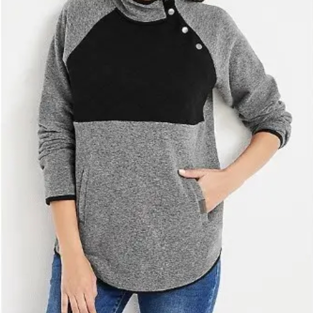 Maurices 3X Gray and Black Cowl Neck Sweater